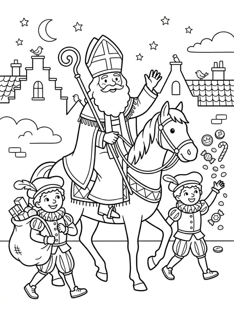 Sinterklaas Kleurplaten (Gratis PDF Printables) 13 - gratis kleurplaat om te printen