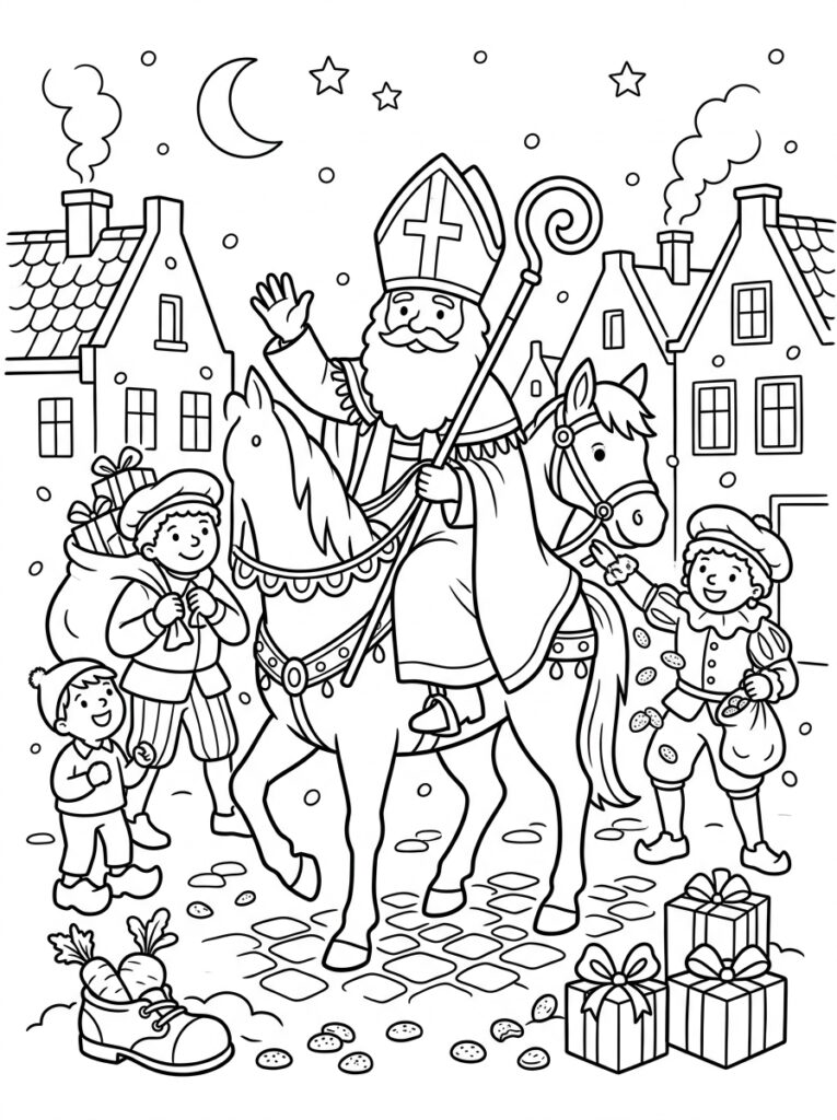 Sinterklaas Kleurplaten (Gratis PDF Printables) 14 - gratis kleurplaat om te printen