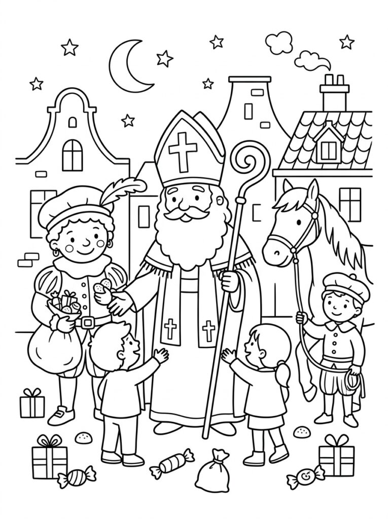 Sinterklaas Kleurplaten (Gratis PDF Printables) 15 - gratis kleurplaat om te printen