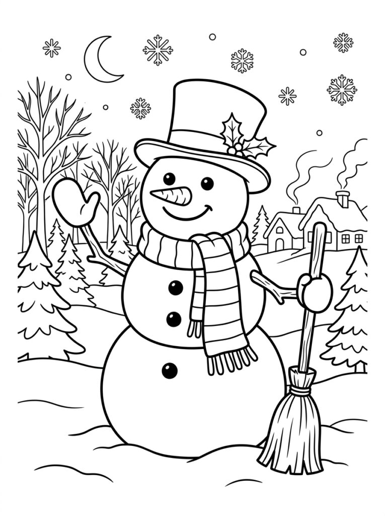 Sneeuwpop Kleurplaten (Gratis PDF Printables) 01 - gratis kleurplaat om te printen