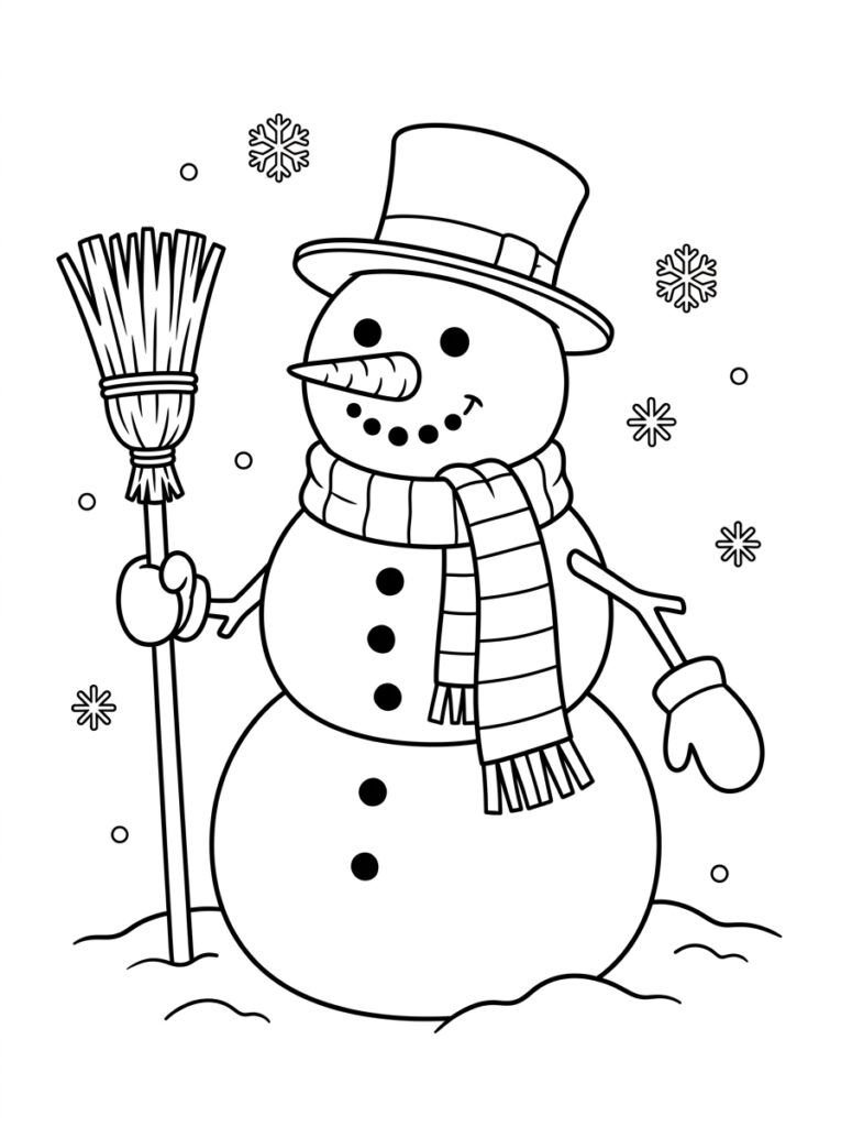Sneeuwpop Kleurplaten (Gratis PDF Printables) 10 - gratis kleurplaat om te printen