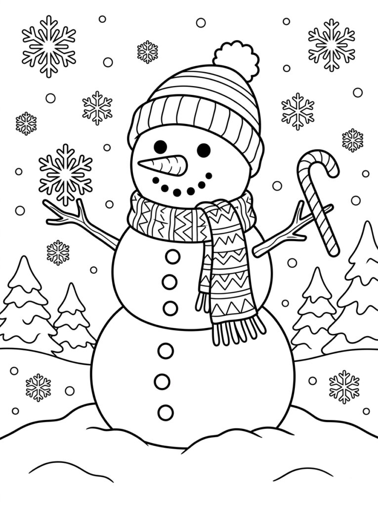 Sneeuwpop Kleurplaten (Gratis PDF Printables) 11 - gratis kleurplaat om te printen