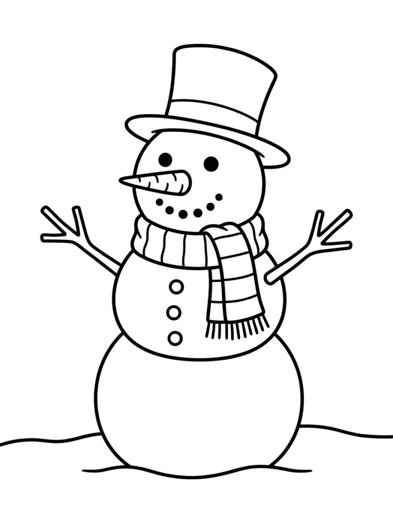 Sneeuwpop Kleurplaten (Gratis PDF Printables) 12 - gratis kleurplaat om te printen