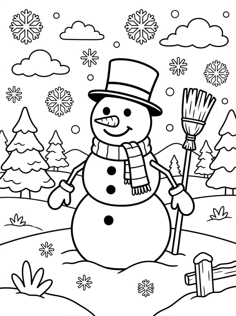 Sneeuwpop Kleurplaten (Gratis PDF Printables) 16 - gratis kleurplaat om te printen