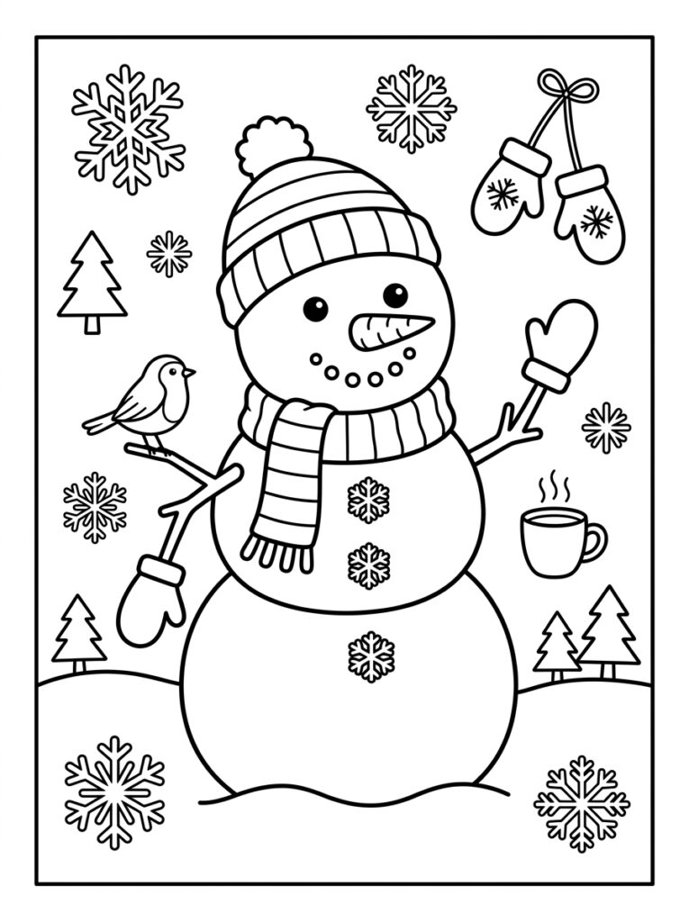 Sneeuwpop Kleurplaten (Gratis PDF Printables) 17 - gratis kleurplaat om te printen
