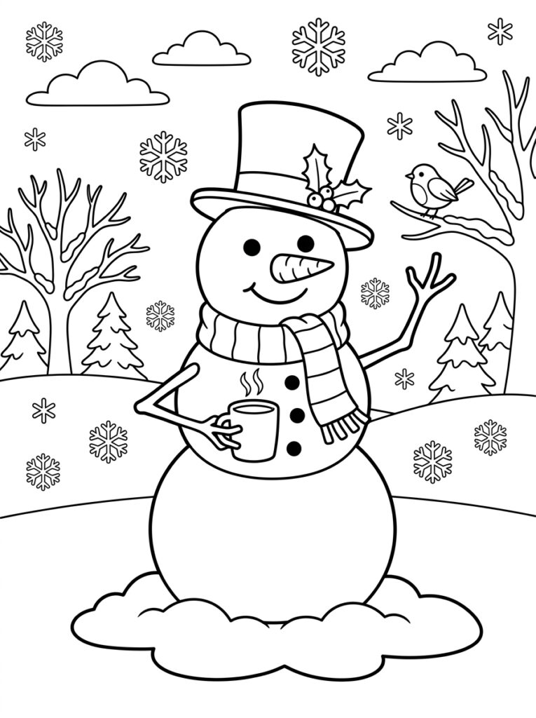Sneeuwpop Kleurplaten (Gratis PDF Printables) 19 - gratis kleurplaat om te printen