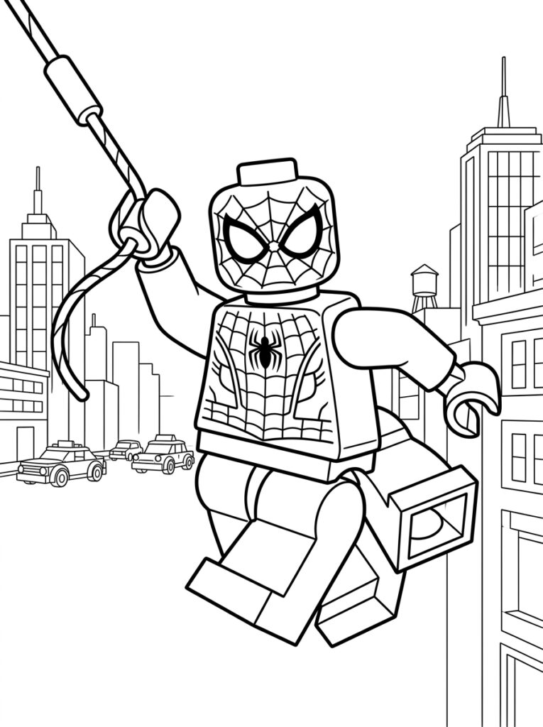 Spiderman Lego Kleurplaten (Gratis PDF Printables) 03 - gratis kleurplaat om te printen