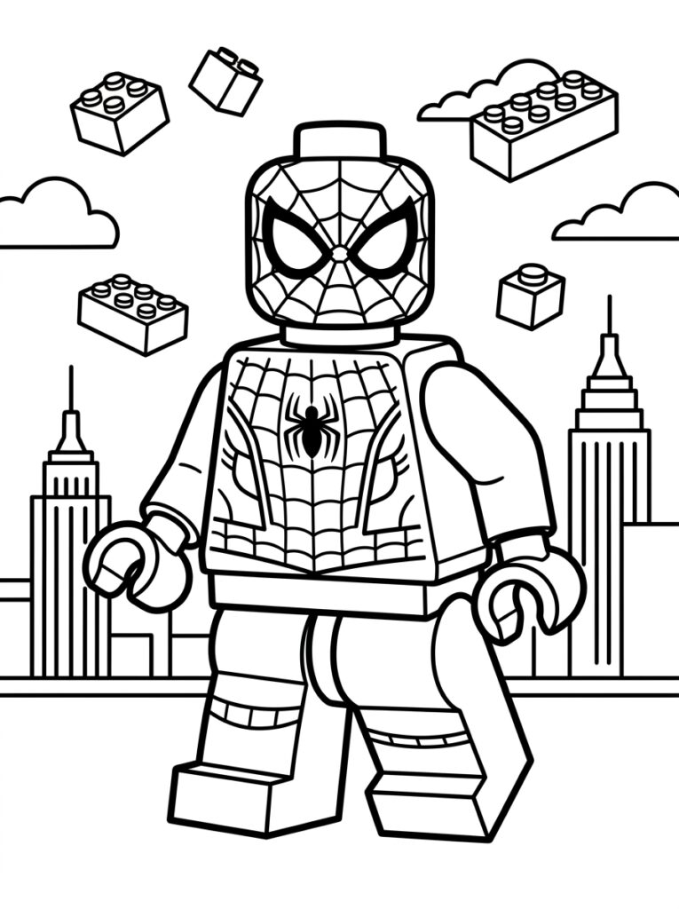 Spiderman Lego Kleurplaten (Gratis PDF Printables) 06 - gratis kleurplaat om te printen