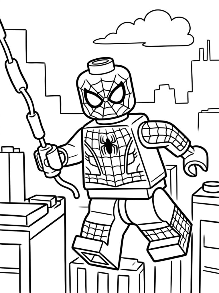 Spiderman Lego Kleurplaten (Gratis PDF Printables) 07 - gratis kleurplaat om te printen