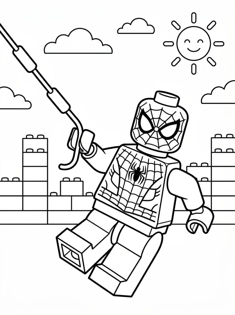 Spiderman Lego Kleurplaten (Gratis PDF Printables) 08 - gratis kleurplaat om te printen