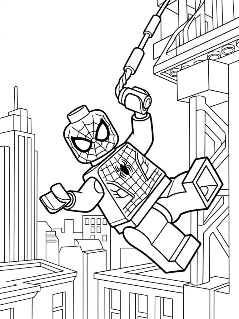 Spiderman Lego Kleurplaten (Gratis PDF Printables) 09 - gratis kleurplaat om te printen