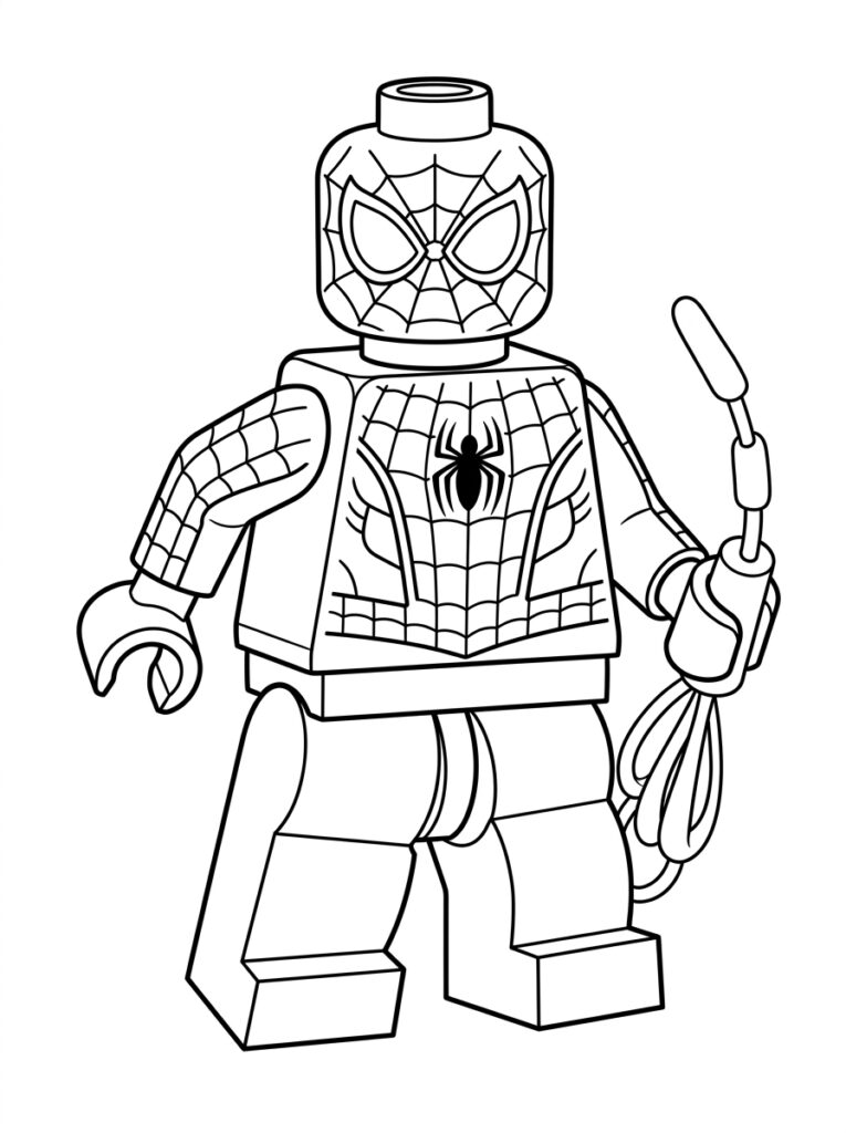 Spiderman Lego Kleurplaten (Gratis PDF Printables) 12 - gratis kleurplaat om te printen