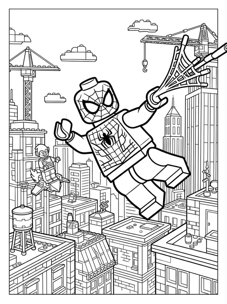 Spiderman Lego Kleurplaten (Gratis PDF Printables) 17 - gratis kleurplaat om te printen