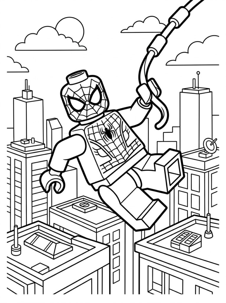 Spiderman Lego Kleurplaten (Gratis PDF Printables) 18 - gratis kleurplaat om te printen