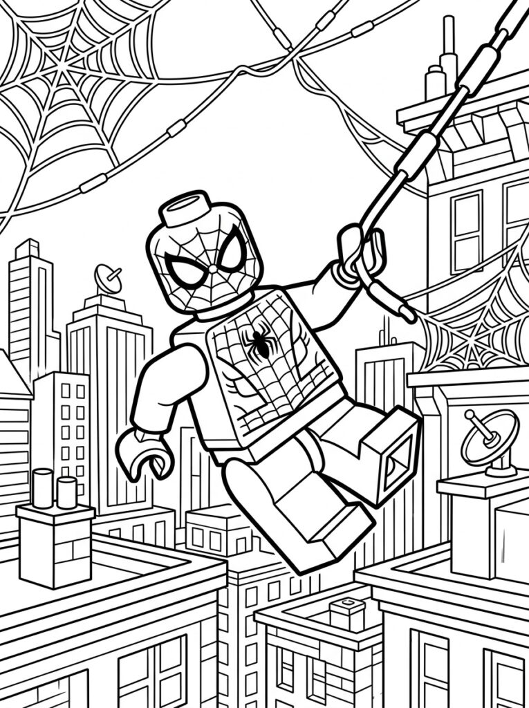 Spiderman Lego Kleurplaten (Gratis PDF Printables) 19 - gratis kleurplaat om te printen