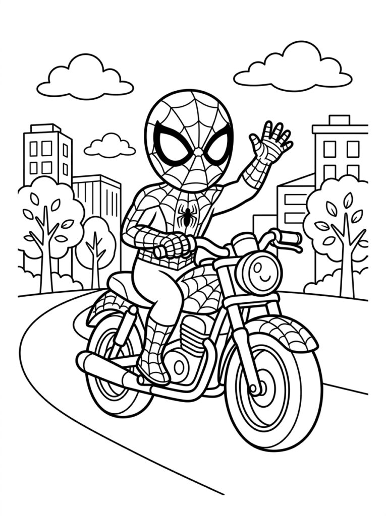 Spiderman motor Kleurplaten (Gratis PDF Printables) 07 - gratis kleurplaat om te printen