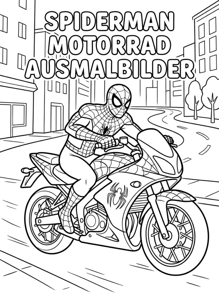 Spiderman motor Kleurplaten (Gratis PDF Printables) 08 - gratis kleurplaat om te printen