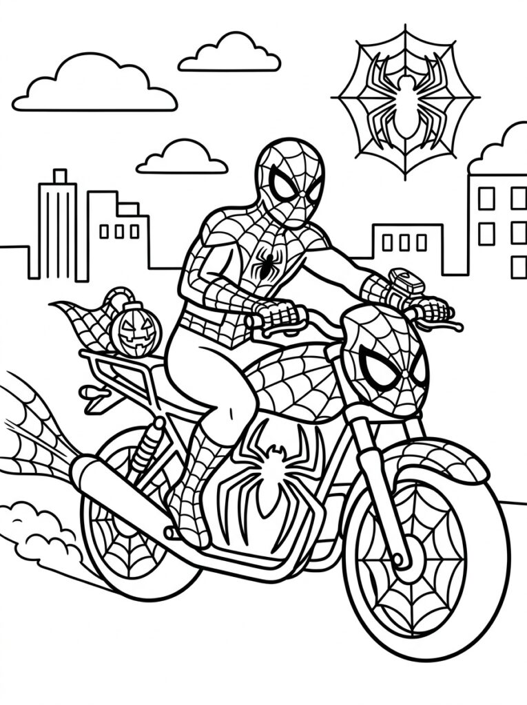 Spiderman motor Kleurplaten (Gratis PDF Printables) 14 - gratis kleurplaat om te printen
