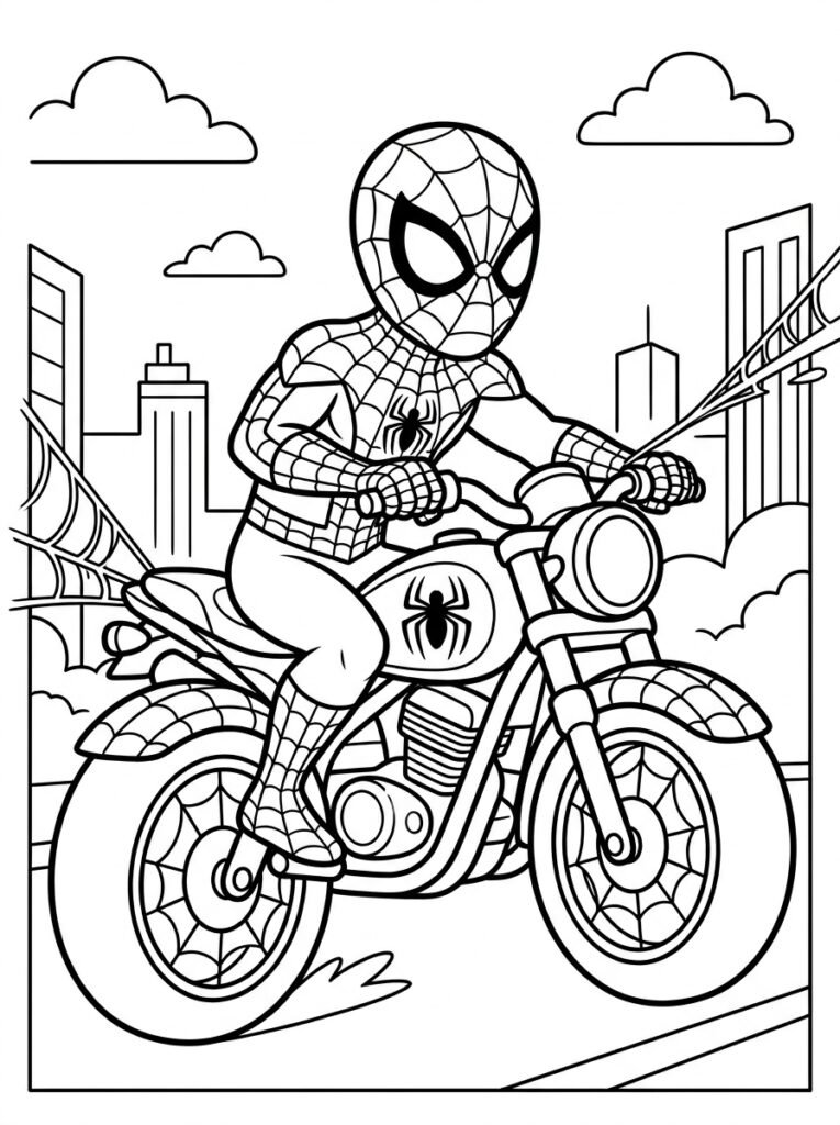 Spiderman motor Kleurplaten (Gratis PDF Printables) 20 - gratis kleurplaat om te printen