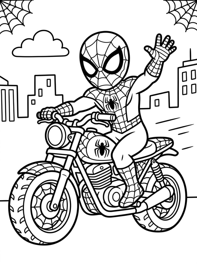 Spiderman motor Kleurplaten (Gratis PDF Printables) 25 - gratis kleurplaat om te printen