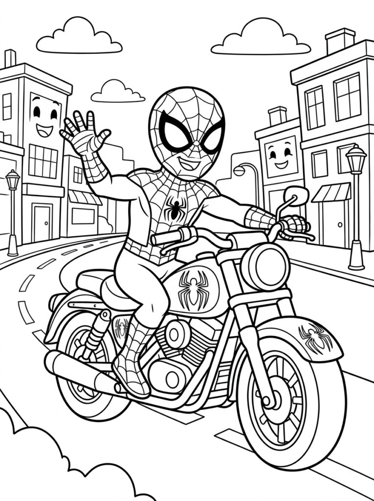 Spiderman motor Kleurplaten (Gratis PDF Printables) 26 - gratis kleurplaat om te printen