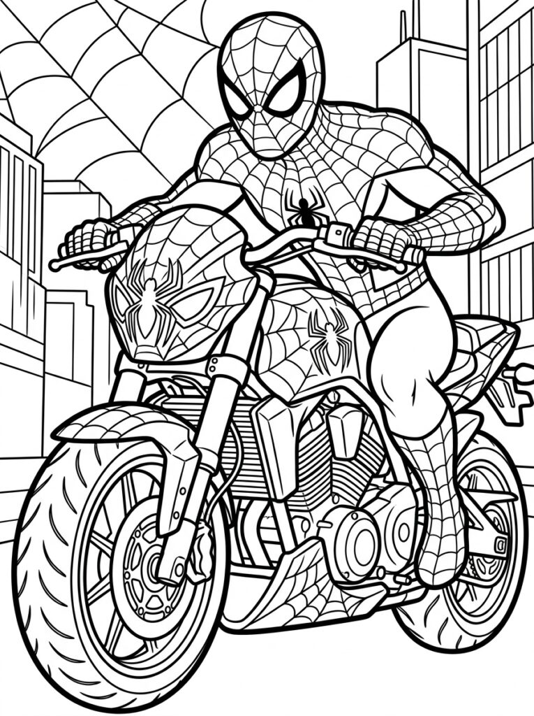 Spiderman motor Kleurplaten (Gratis PDF Printables) 27 - gratis kleurplaat om te printen