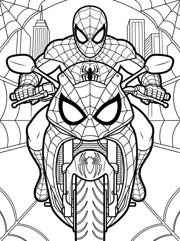 Spiderman motor Kleurplaten (Gratis PDF Printables) 29 - gratis kleurplaat om te printen