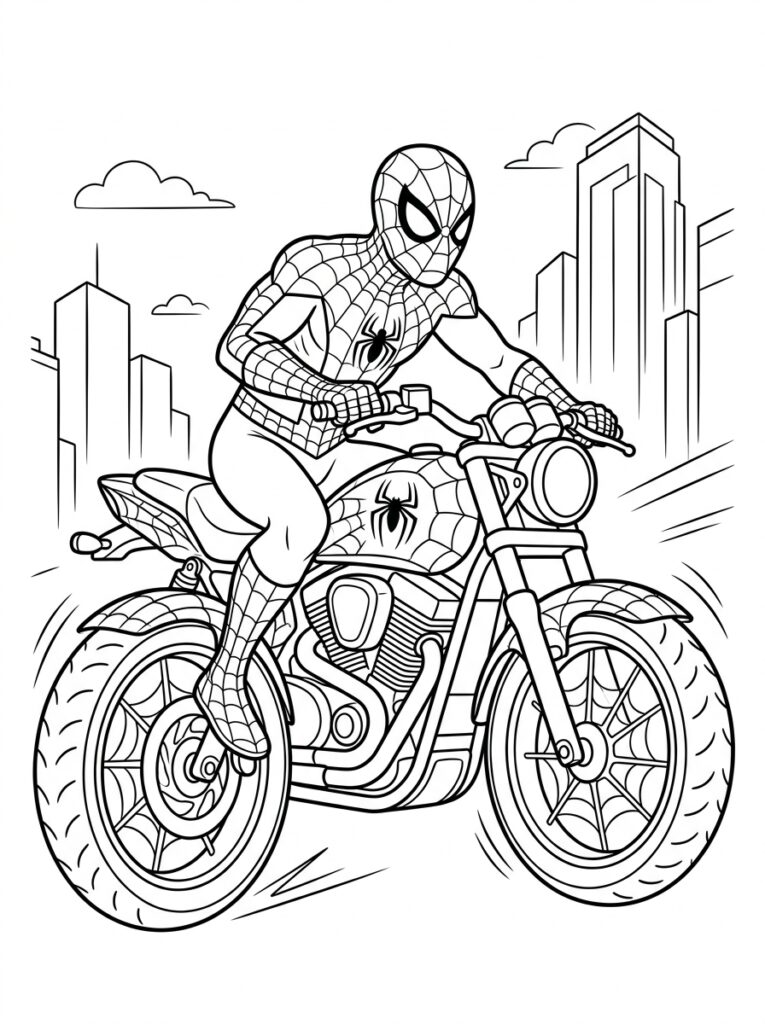 Spiderman motor Kleurplaten (Gratis PDF Printables) 31 - gratis kleurplaat om te printen