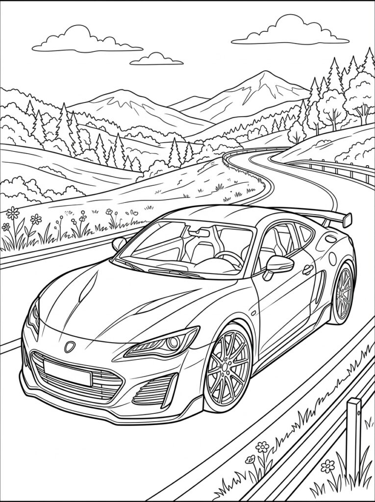 Sportauto Kleurplaten (Gratis PDF Printables) 01 - gratis kleurplaat om te printen