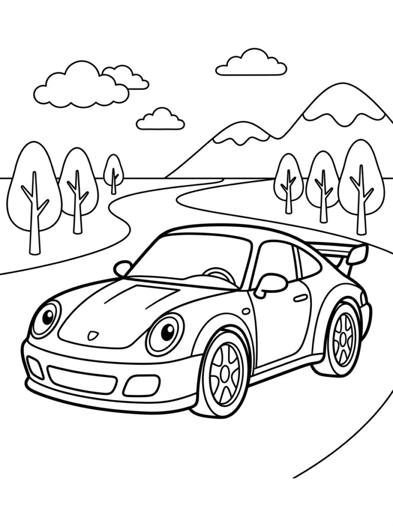 Sportauto Kleurplaten (Gratis PDF Printables) 09 - gratis kleurplaat om te printen
