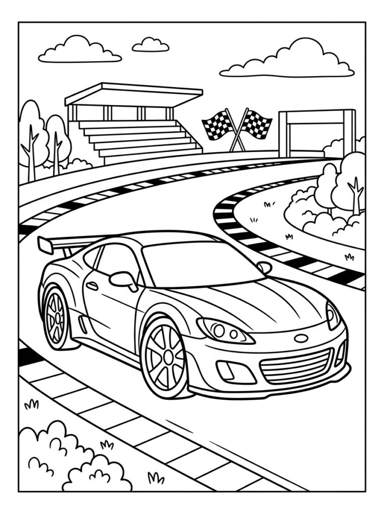 Sportauto Kleurplaten (Gratis PDF Printables) 10 - gratis kleurplaat om te printen