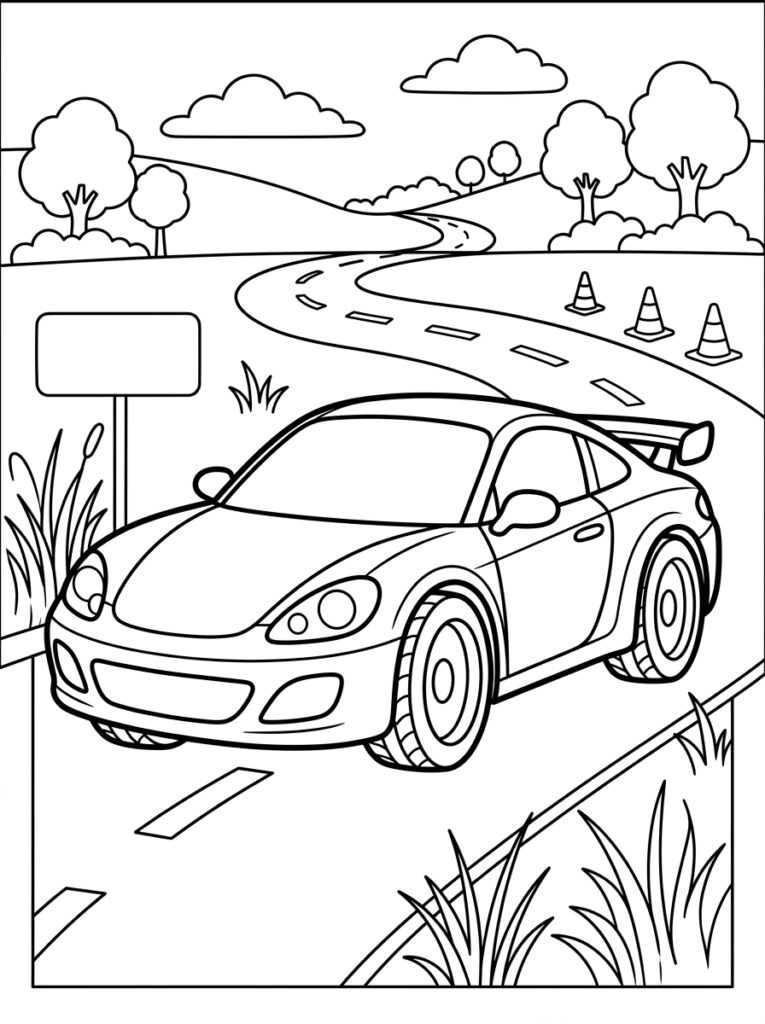 Sportauto Kleurplaten (Gratis PDF Printables) 12 - gratis kleurplaat om te printen