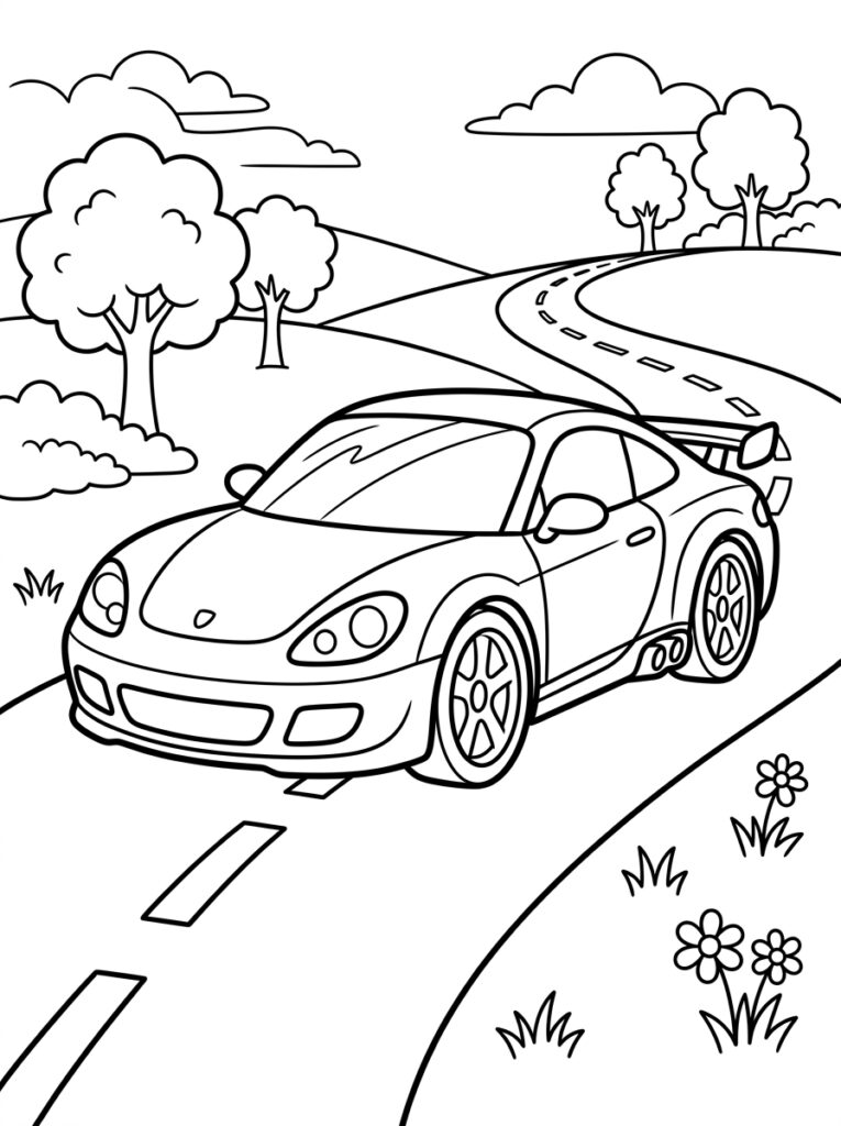 Sportauto Kleurplaten (Gratis PDF Printables) 13 - gratis kleurplaat om te printen