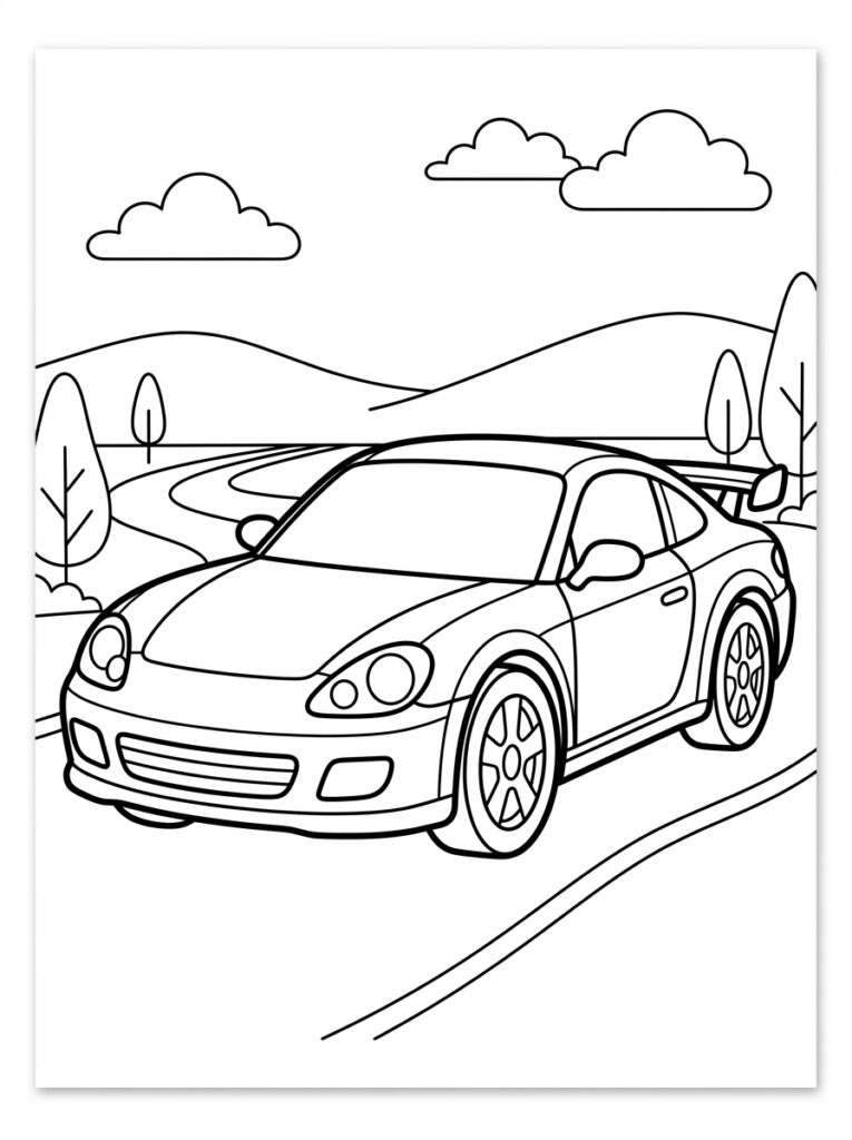 Sportauto Kleurplaten (Gratis PDF Printables) 14 - gratis kleurplaat om te printen