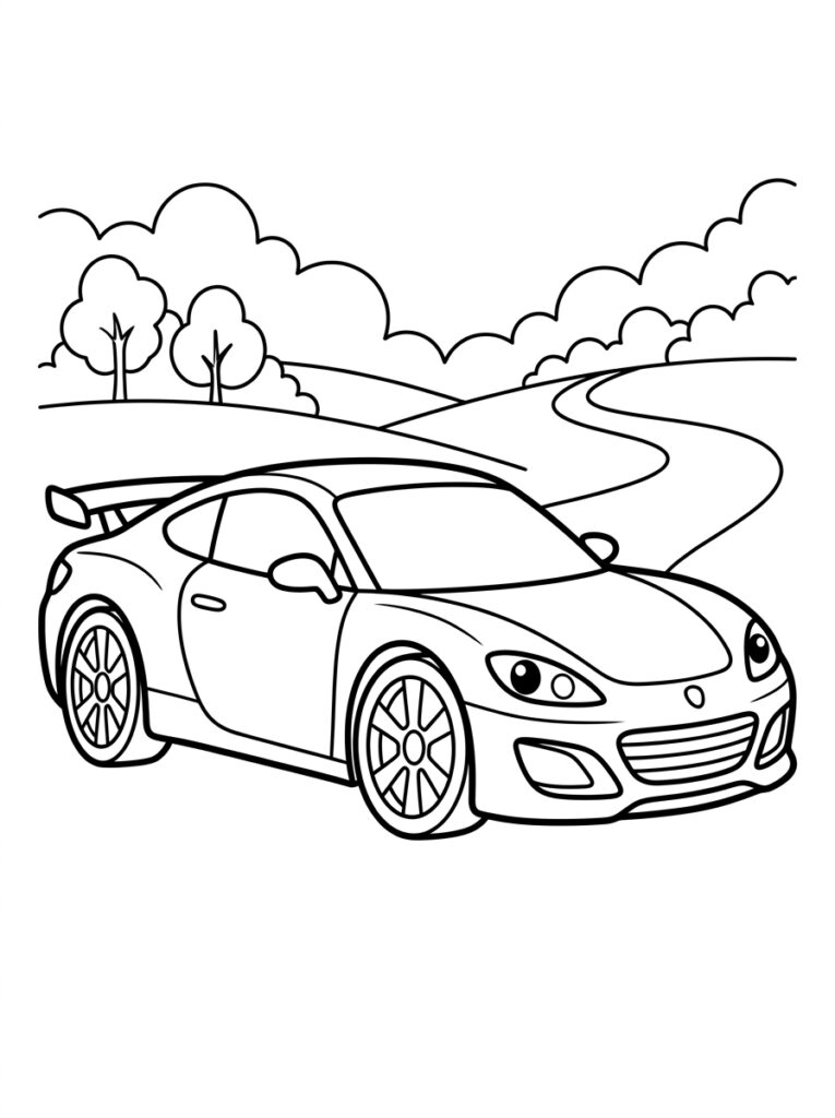 Sportauto Kleurplaten (Gratis PDF Printables) 15 - gratis kleurplaat om te printen