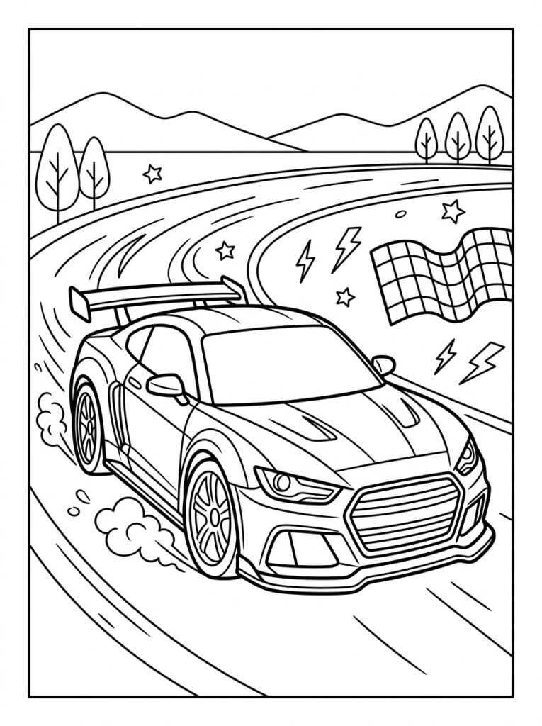 Sportauto Kleurplaten (Gratis PDF Printables) 17 - gratis kleurplaat om te printen