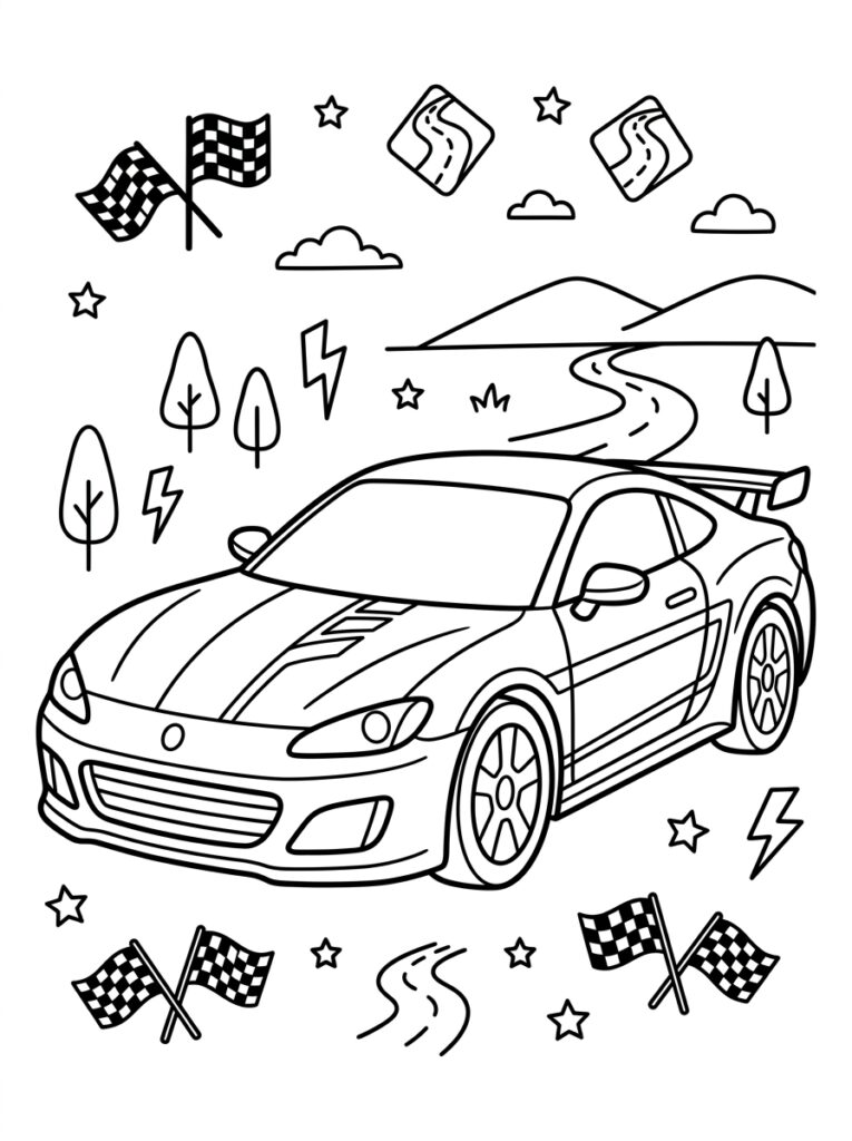 Sportauto Kleurplaten (Gratis PDF Printables) 18 - gratis kleurplaat om te printen