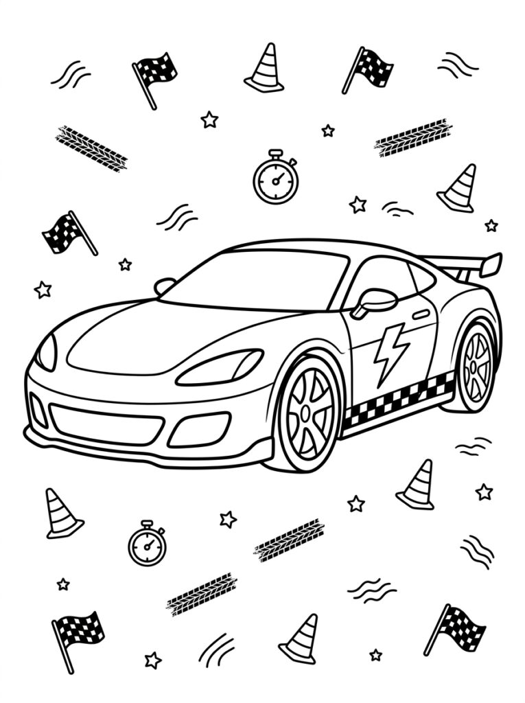 Sportauto Kleurplaten (Gratis PDF Printables) 19 - gratis kleurplaat om te printen