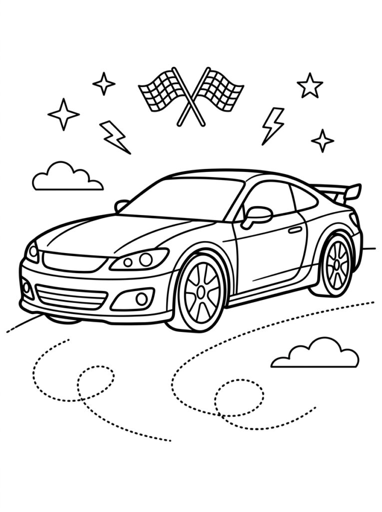 Sportauto Kleurplaten (Gratis PDF Printables) 20 - gratis kleurplaat om te printen