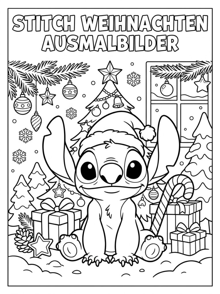 Stitch Kerst Kleurplaten (Gratis PDF Printables) 12 - gratis kleurplaat om te printen