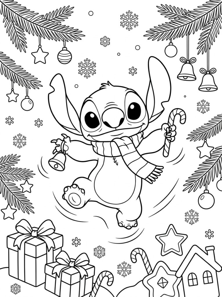 Stitch Kerst Kleurplaten (Gratis PDF Printables) 30 - gratis kleurplaat om te printen