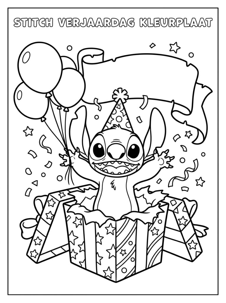 Stitch Verjaardag Kleurplaten (Gratis PDF Printables) 21 - gratis kleurplaat om te printen