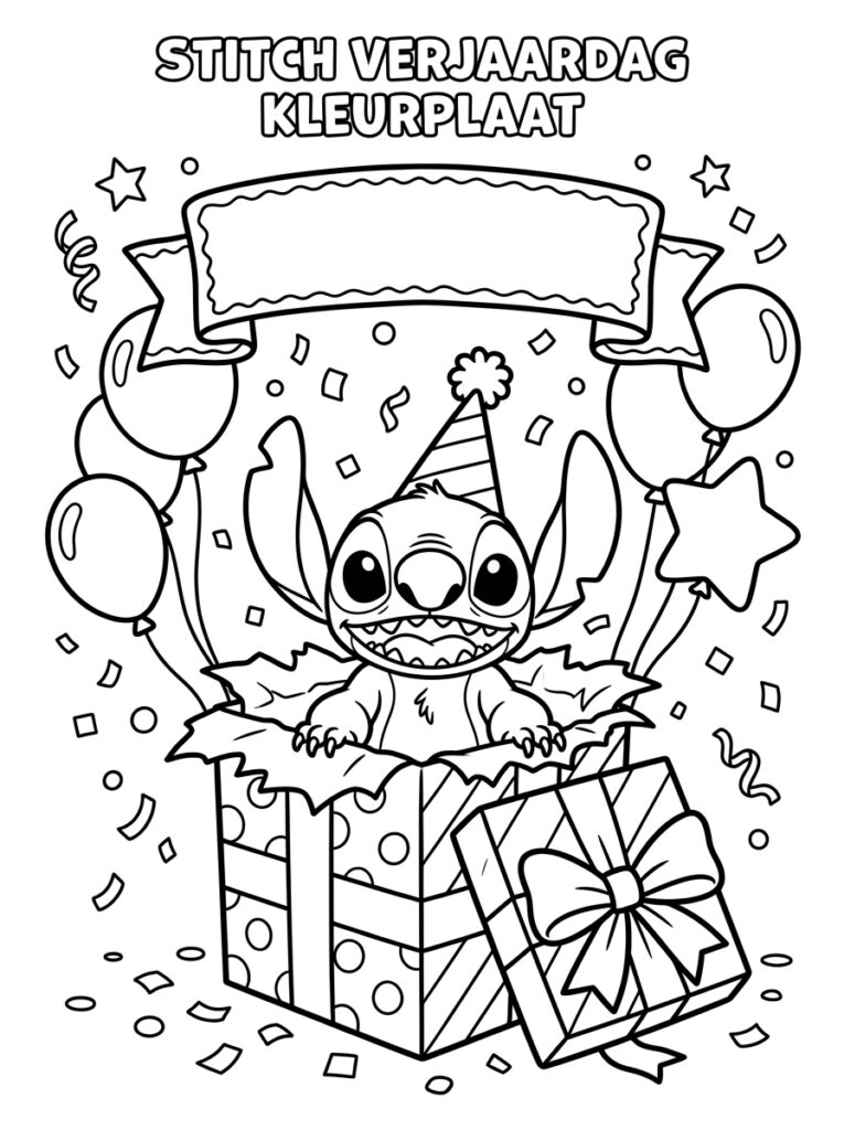 Stitch Verjaardag Kleurplaten (Gratis PDF Printables) 22 - gratis kleurplaat om te printen