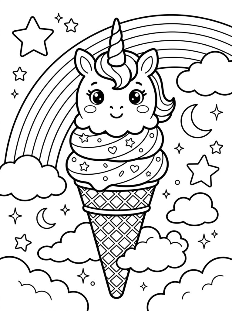 Unicorn Ijsje Kleurplaten (Gratis PDF Printables) 17 - gratis kleurplaat om te printen