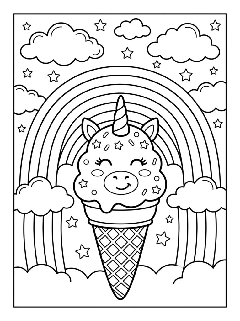 Unicorn Ijsje Kleurplaten (Gratis PDF Printables) 18 - gratis kleurplaat om te printen