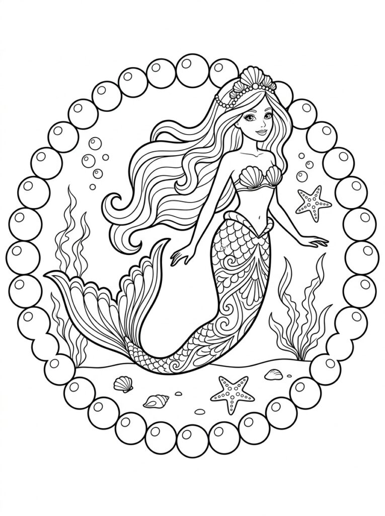 Zeemeermin Barbie Kleurplaten (Gratis PDF Printables) 25 - gratis kleurplaat om te printen