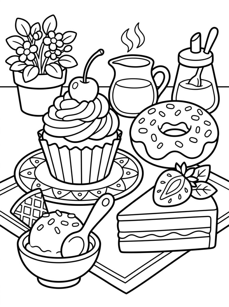 Zoet eten Kleurplaten (Gratis PDF Printables) 01 - gratis kleurplaat om te printen