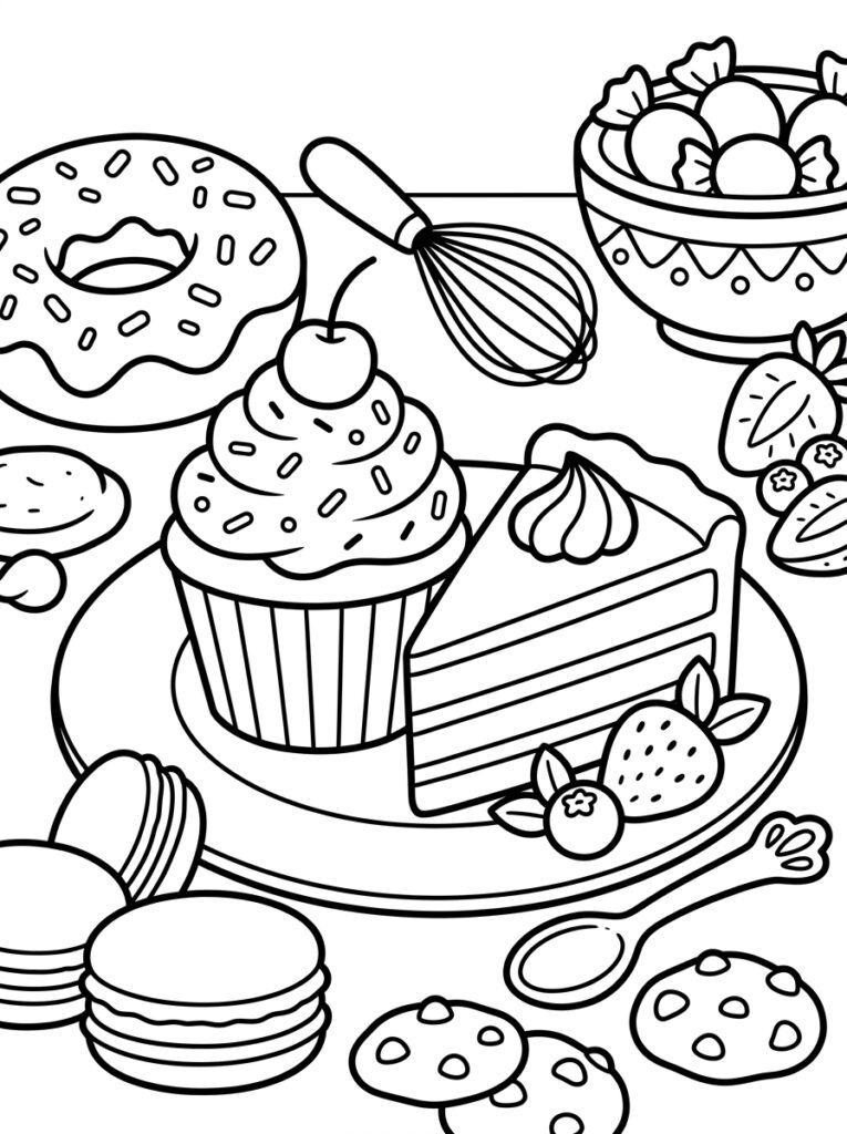 Zoet eten Kleurplaten (Gratis PDF Printables) 02 - gratis kleurplaat om te printen