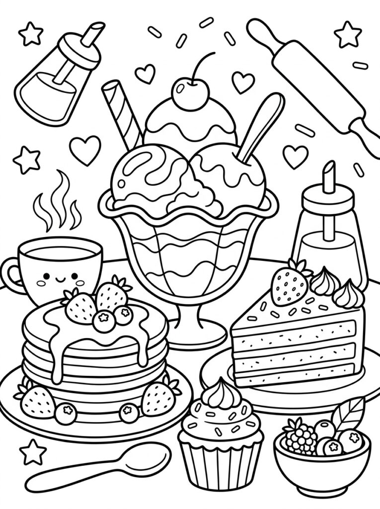 Zoet eten Kleurplaten (Gratis PDF Printables) 03 - gratis kleurplaat om te printen