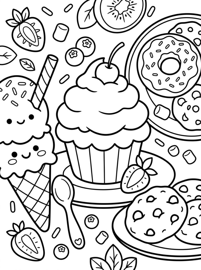 Zoet eten Kleurplaten (Gratis PDF Printables) 04 - gratis kleurplaat om te printen